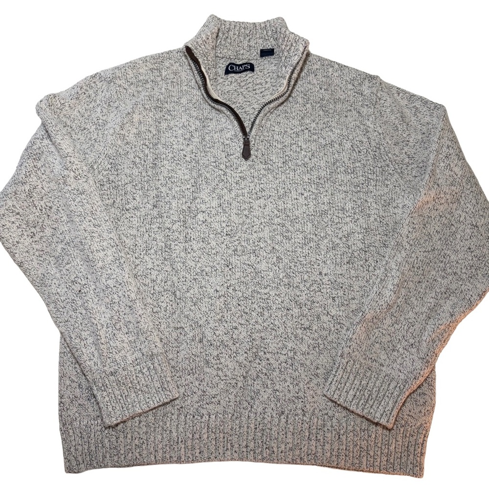 Chaps Small Gray Pullover Quarter Zip Sweater - image 1